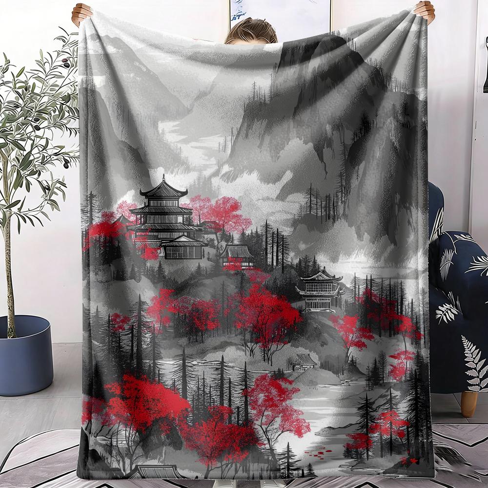 Japanische Bergdecke Weiche Flanell AC-Decke Leichte Sommer-Nickerchen-Decke Gemütliche Decke für Sofa Bett Reise Zuhause