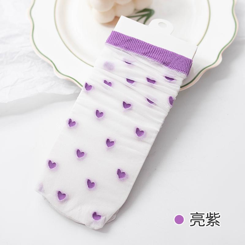 Children Summer Ultra-thin Transparent Love Crystal Socks Girls Baby Breathable Korean Cute Princess Ice Silk Socks Summer Style