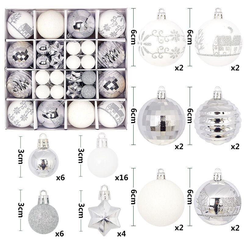 Christmas Baubles Set Tree Decoration Holiday Hanging Ornaments 42/44pcs PVC Balls