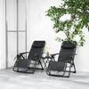 Gartenliege Set 3 Piece Sun Lounger With Tea Table 2 Deck Chairs Cushions Outdoor Lounger 90x56x110 Cm Black