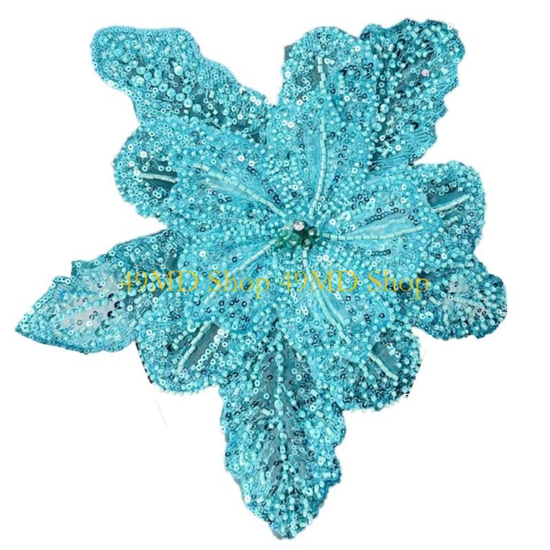 49MD Eye-Catching Flower Applique Sequined Sewing On Patches for Wedding Dress