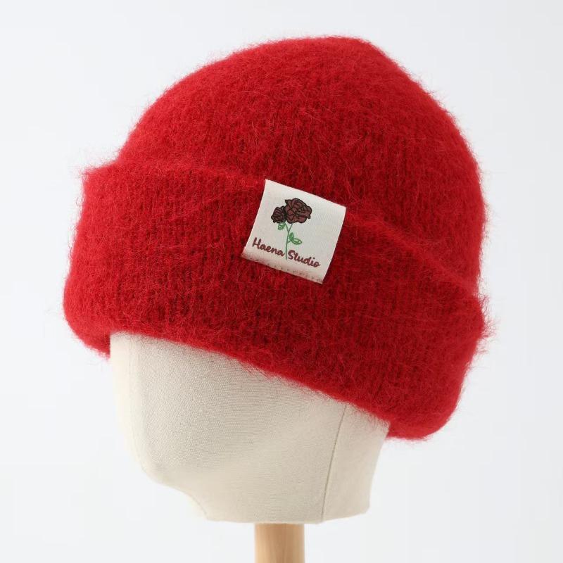 

Осенне-зимние шапки женские однотонные вязаные шерстяные шапки универсальные головные уборы шапки теплые шапки от холода M（55-60cm）