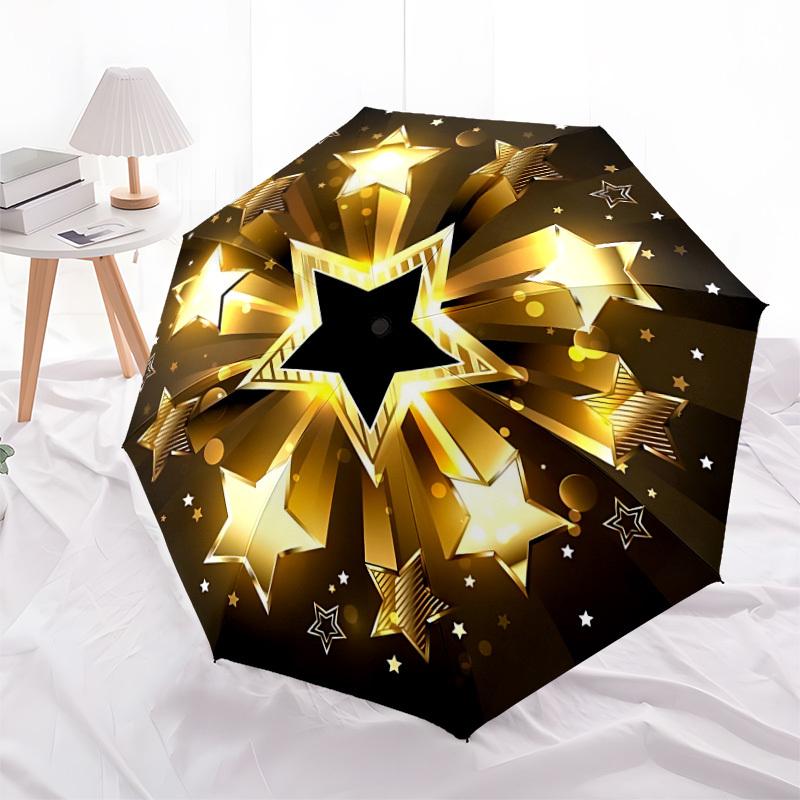 1pc Golden Stars Automatic Open/Close Umbrella, 8-Rib Sturdy Frame,Ideal Birthday/Gift for Men & Women, Outdoor Accessory yy251126049