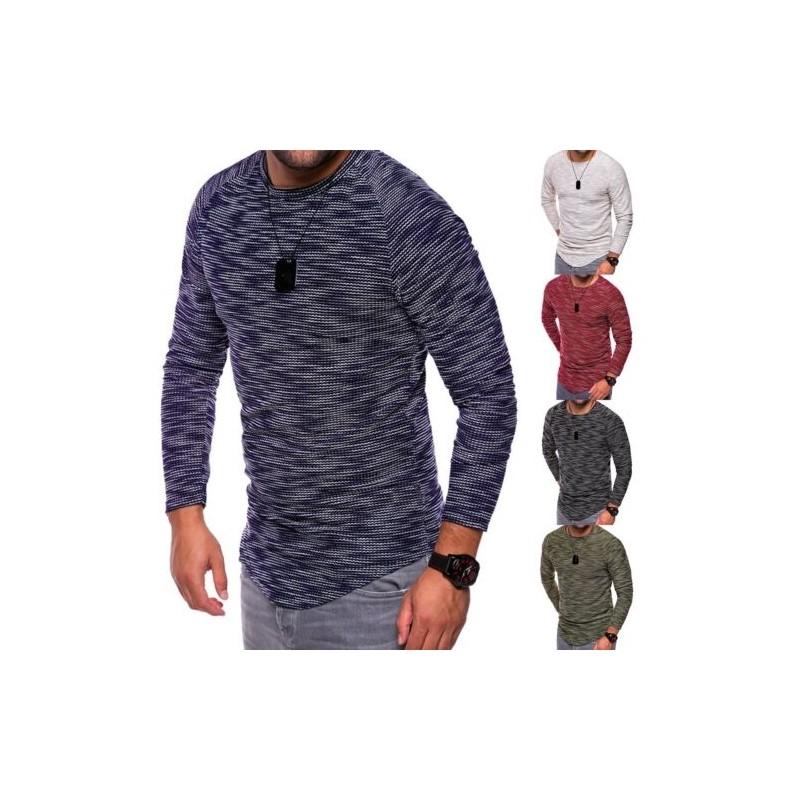 Mens Long Sleeve Oneck Tshirt With Unique Pattern And Comfortable Fit In Multiple Colors