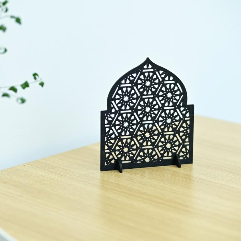 Eid Mubarak Wood Table Centerpiece Signs Eid Mubarak Freestanding Tabletop Ornament for Ramadans Mubarak Eid Decoration