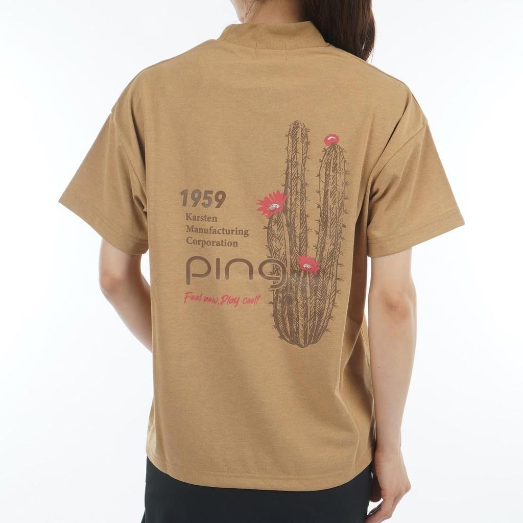 Ping Apparel Short Sleeve High Neck Shirt Golf Size L Women's (Brand Logo) / / 622-5167306 040_Beige,