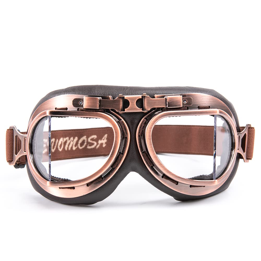 

[Evomosa] Motorcycle Goggles Vintage Pilot Style Cruiser Scooter Goggles Outdoor Sand Goggles Motorcycle Racer Cruiser Touring Eyewear for Half Helmet