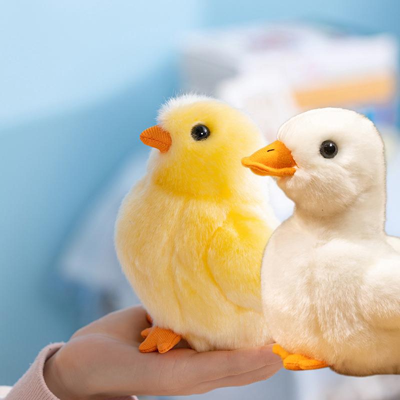 Cute Realistic Plush Toy Baby Animal Mini Yellow Chick Duckling Stuffed Toys Kawaii Small Chicken White Duck Plushies Soft Doll