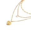European-American Multi-layer Heart Chain Pearl Pendant Necklace for Women