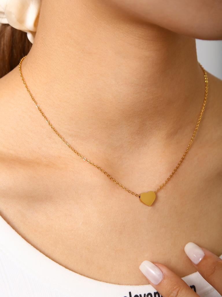 Elegant Charm Personality Simple Versatile Stainless Steel 18K Gold-Plated Valentine'S Day Gift Love Pendant Necklace For Women