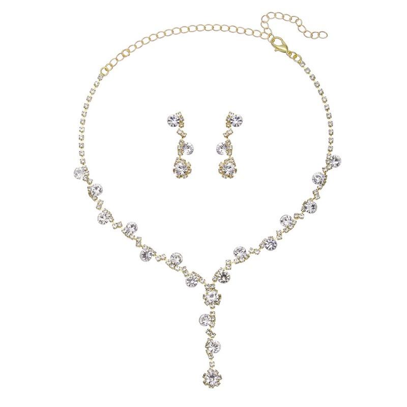 BLINGBAY Kvinners Smykkesett Søtt Trendy Bryllup Brude Tilbehør Rhinestones Elegant Armbånd Halskjede Øredobber Sett Kvinners Moderne Smykker Gave