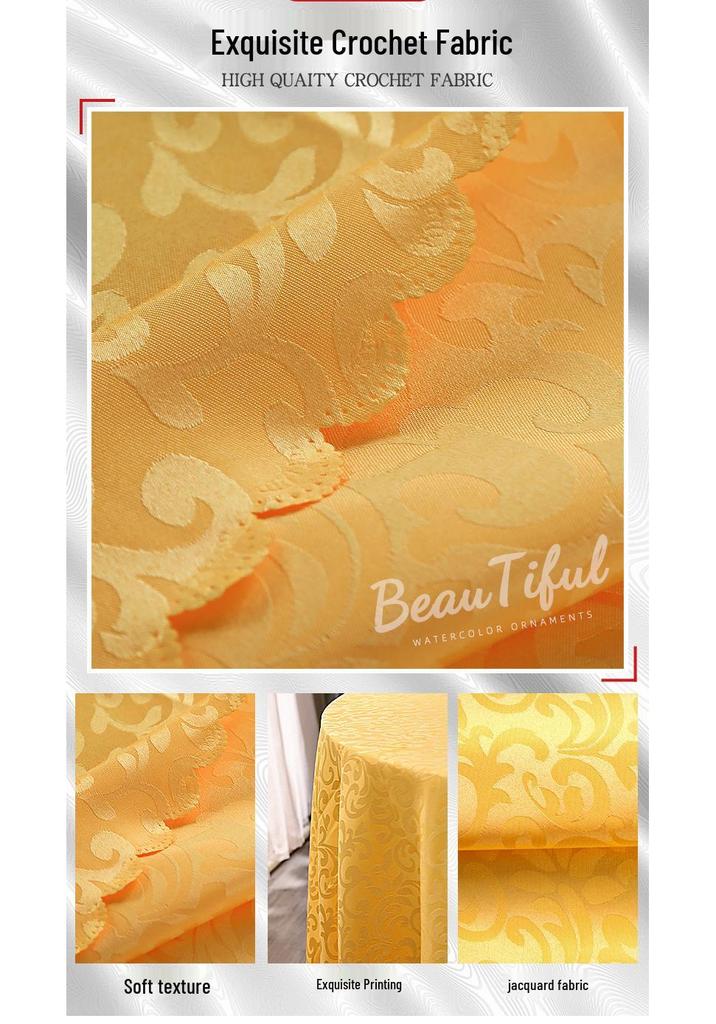 European Style Double Hook Floral Round Tablecloth for Hotel, Restaurant & Wedding Conference Dining Tables
