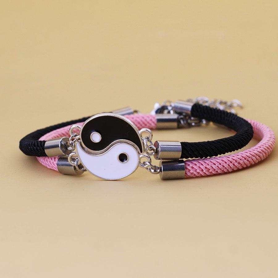 Woven Bracelet Set Men Women Yin-Yang Adjustable Braclet Chinese Style Tai Chi Eight Trigrams Braslet Gift for Lover Bestie