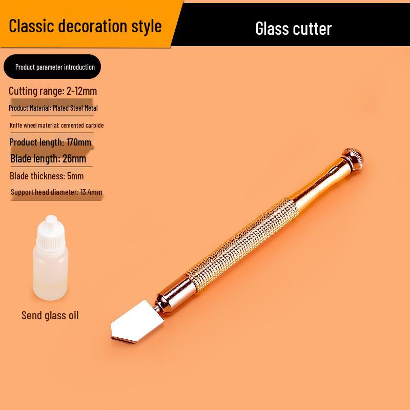 Diamond Glass Cutter & Scraper for Thick Tiles - Multi-Functional Roller Head Tool