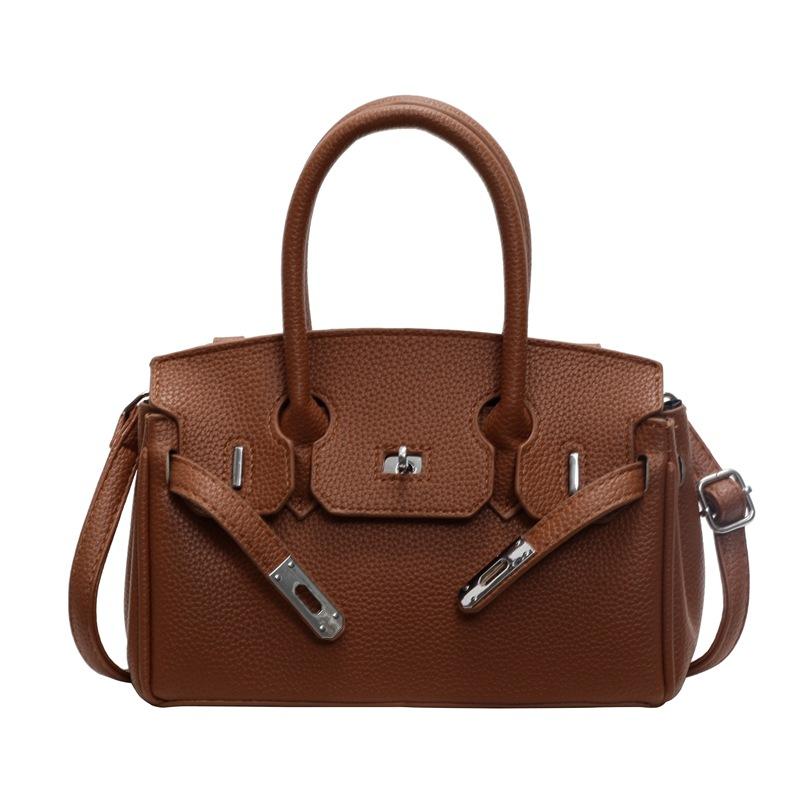 New fashionable lychee pattern lock platinum bag classic portable shoulder women's bag