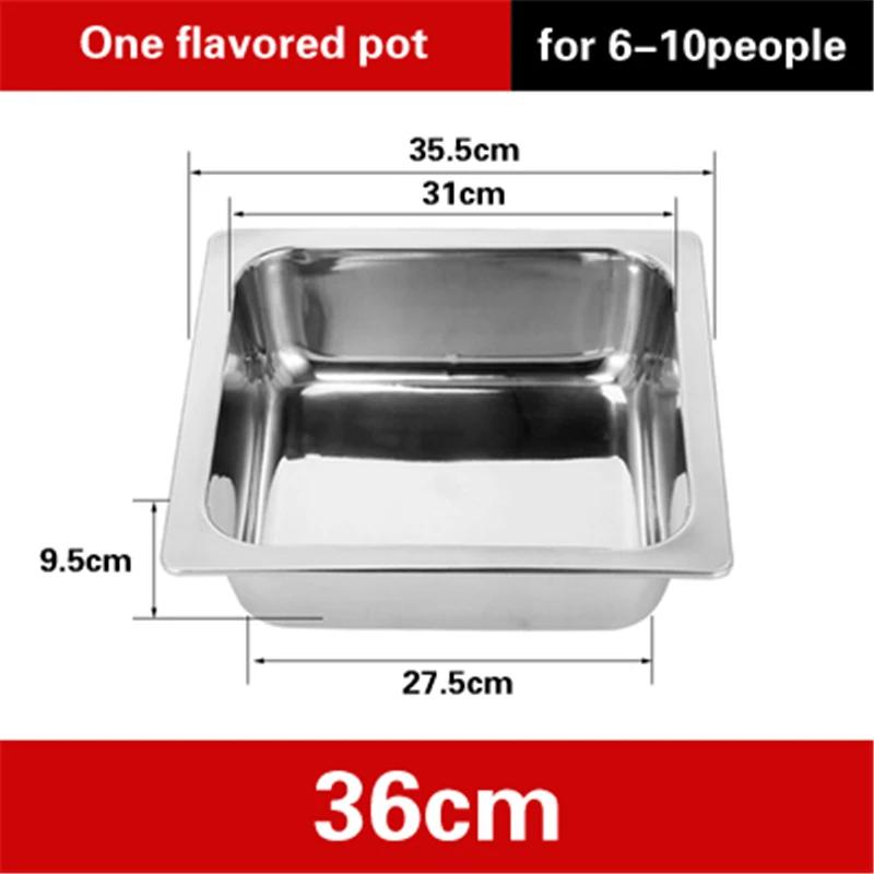 Extra thick stainless steel square hot pot Stewed Mandarin Duck with Ears Hotpot for induction cooker Mother and son pot hotpot