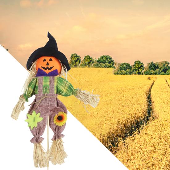 Scarecrow Decor Attractive Colorful with Bucket Halloween Adorable Scarecrow for Garden