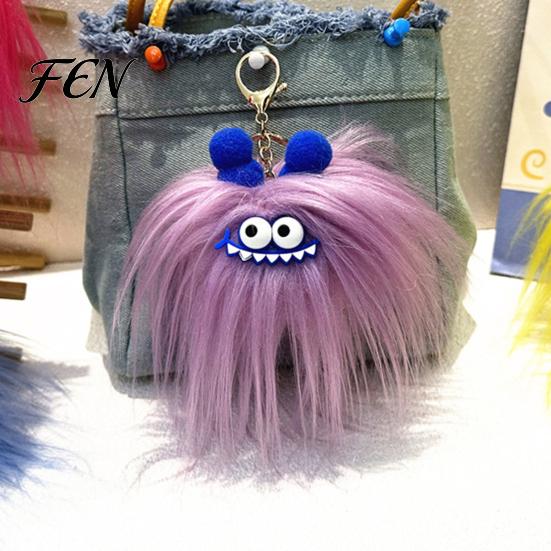 Backpacks Decorative Accessory Long Haired Plush Creature Keychain, Cartoon Plushie Bag Charm, Furry Keyring Pendant for Handbags Keys Fluffy Bags