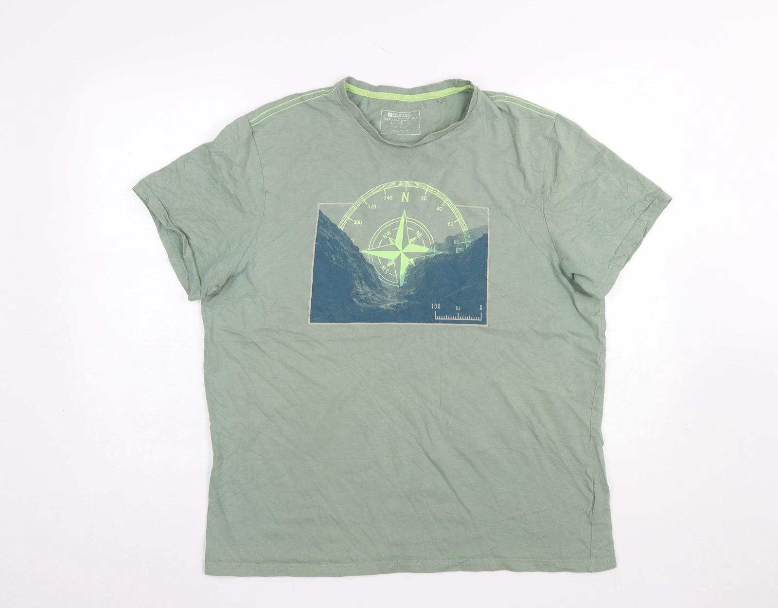 Mountain Warehouse Men s Green Organic Cotton Graphic T-Shirt Size L XL