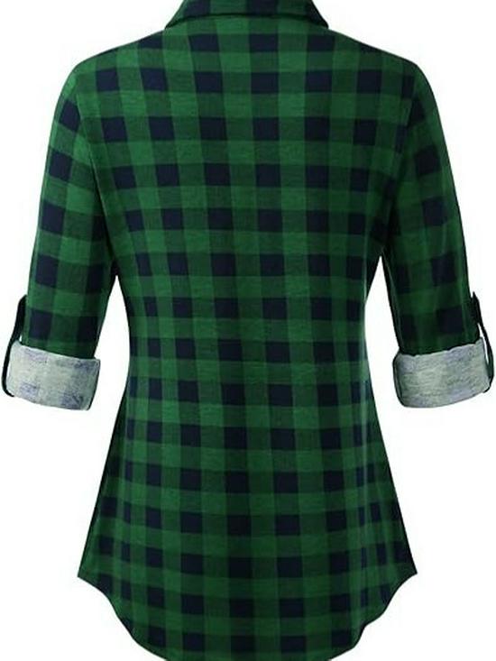 Top Rimodellante a Maniche Lunghe a Quadri Retrò da Donna Autunno/Inverno 2026