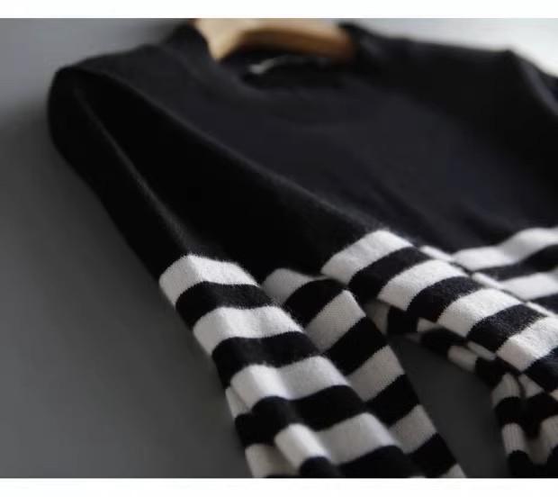 Code Division High Neck Striped Women's Sweater: Fashionable Autumn/Winter Long Sleeve Loose Fit Top