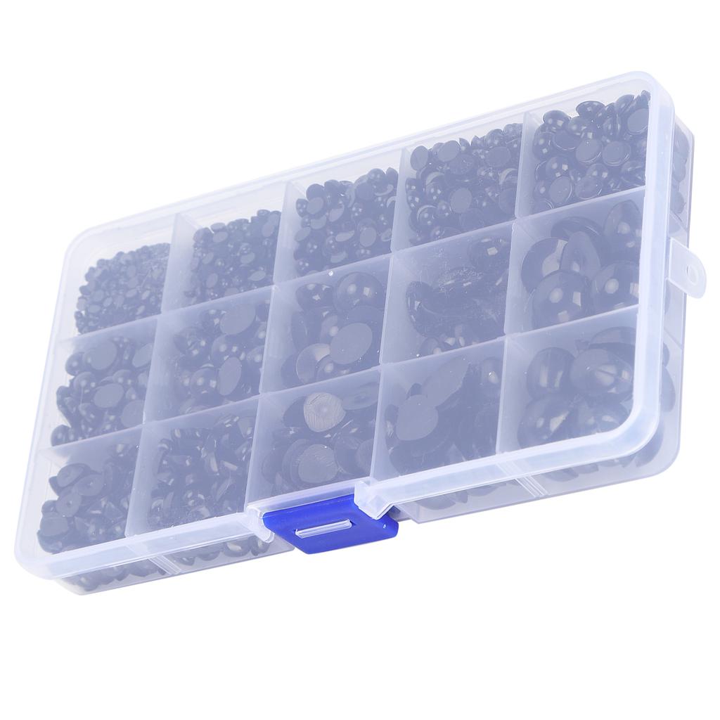 2575Pcs Plastic Eyes and Noses Pack Safety DIY Craft Kit Set with A Storage Box for Toy DollBlack