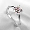 S White Gold-Color Ring Ladies Exquisite Simple Model Four Claws With Solder Glass Diamond Live Mouth Copper Alloy Jewelry