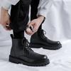 Men's Leisure Original Leather Boots Black Tide Platform Shoes Cowboy Autumn Winter Boot Business Office Dress Ankle Botas Male