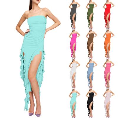 Women's Sexy One Shoulder Jellyfish Ruffled Dress Summer  Sleeveless Dresses Beach Dress