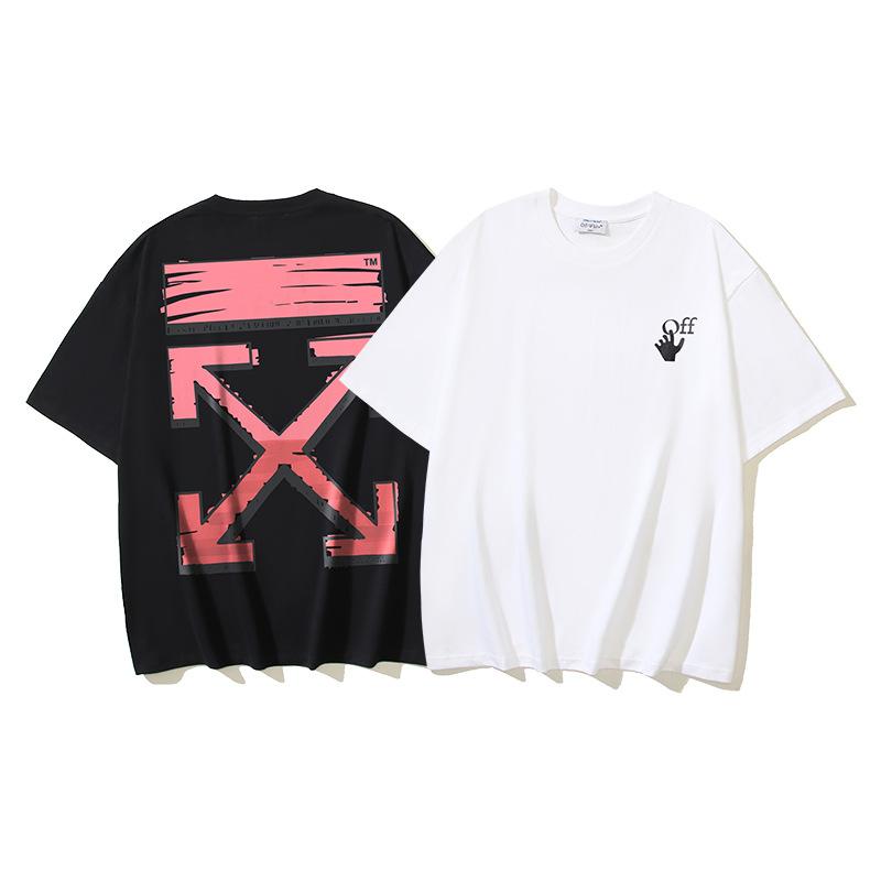Off-White 2026 Summer New Graffiti Arrow Pattern Printed Short Sleeved T-shirt for Men and Women