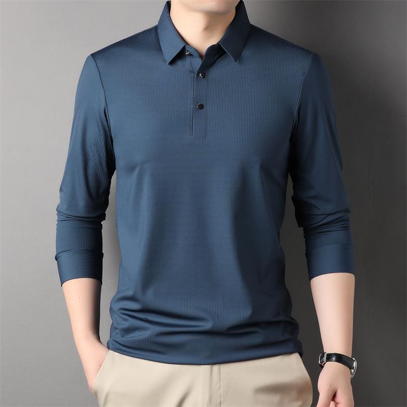 

Весна и осень, новая вертикальная полосатая футболка с длинными рукавами, молодежный мужской топ, не требующий глажки, повседневная мужская одежда, футболка L