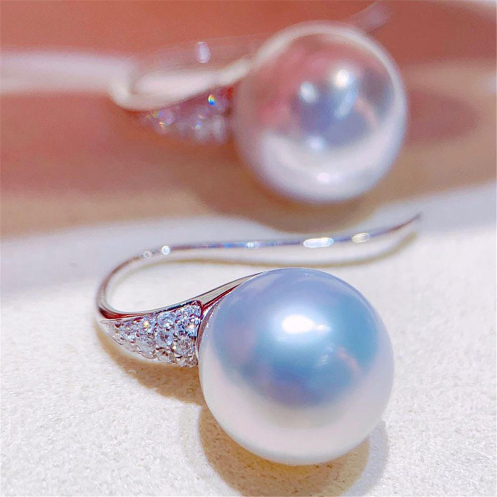 Charm Female White Zircon Stone Pearl Drop Earrings Cute Trendy Bridal Silver Color Dangle Wedding  For Women