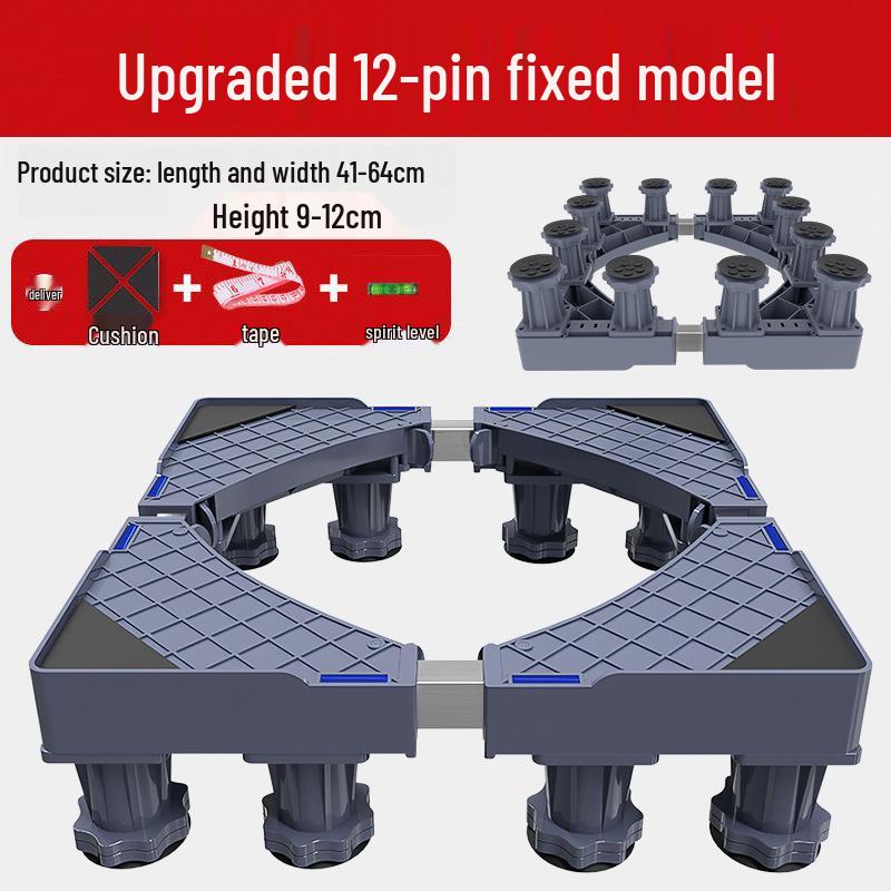 Grauer Verstellbarer Mobiler Waschmaschinenständer mit Rädern und Bremsen