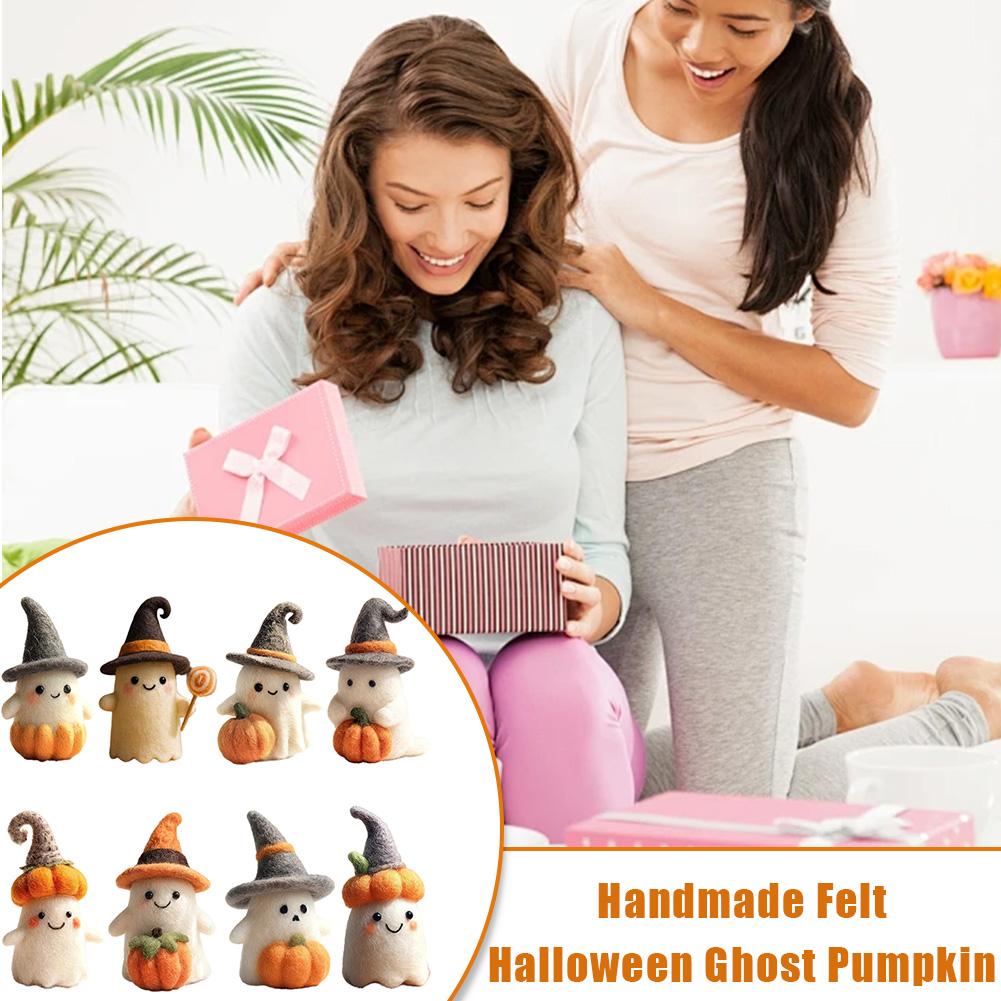 New Home Decoration Handmade Knitted Witch Ghost Doll Ornament Cute Pumpkin Ghost Keychain for Bag Pendant Christmas O3B8