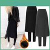 Culottes Loose Skirt Solid Winter Color Fake Two Piece Slim Fit Pants High Waist Warm Split Aline Plus Size Women Skirt Leggings Female Clothes