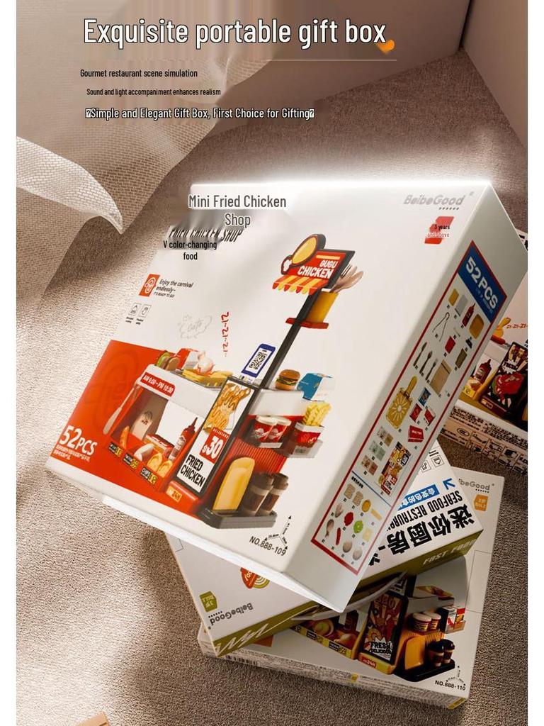 Kid's Interactive Mini Kitchen Set with Sound, Light, and Color-Changing BBQ and Seafood Grill Toys