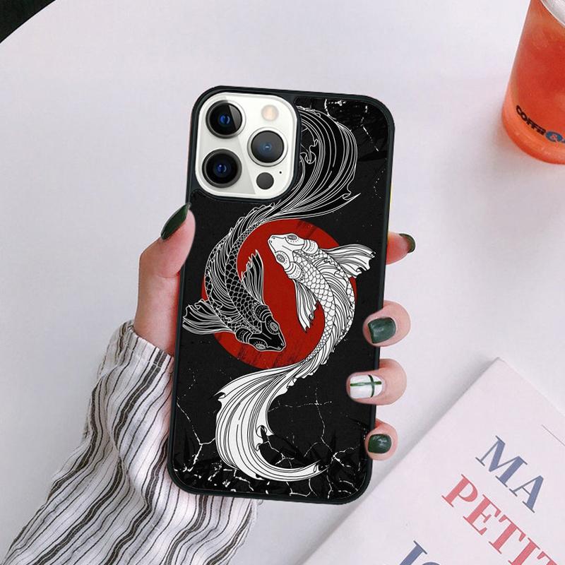Koi Fish Yin Yang Art Phone Case For iPhone 17 Air 14 13 12 16Pro Max 15  Plus Cover Shell Max coque