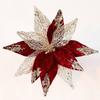 Flanellstoff Weihnachten Künstliche Blumen Kunststoff Glitzer Glitzer Fake Flower 29cm DIY Weihnachten Dekorationsblumen Weihnachtsdekoration