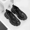 Male Leather Shoes Men's 2024 New Chunky Platform Retro Work Shoes Spring Autumn Low Top Man Casual Flats British Style Lace-up