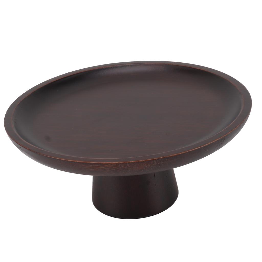 Simple Tall Fruit Plate Household Solid Wood Round High Fruit Cake Tray Tall Fruit Bowl Black