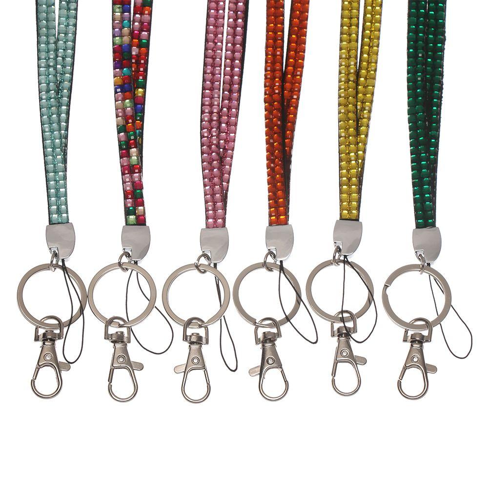 1pc Office Supplies Rhinestone Crystal Retractable Neck Strap Necklace Hanging Rope Lanyard