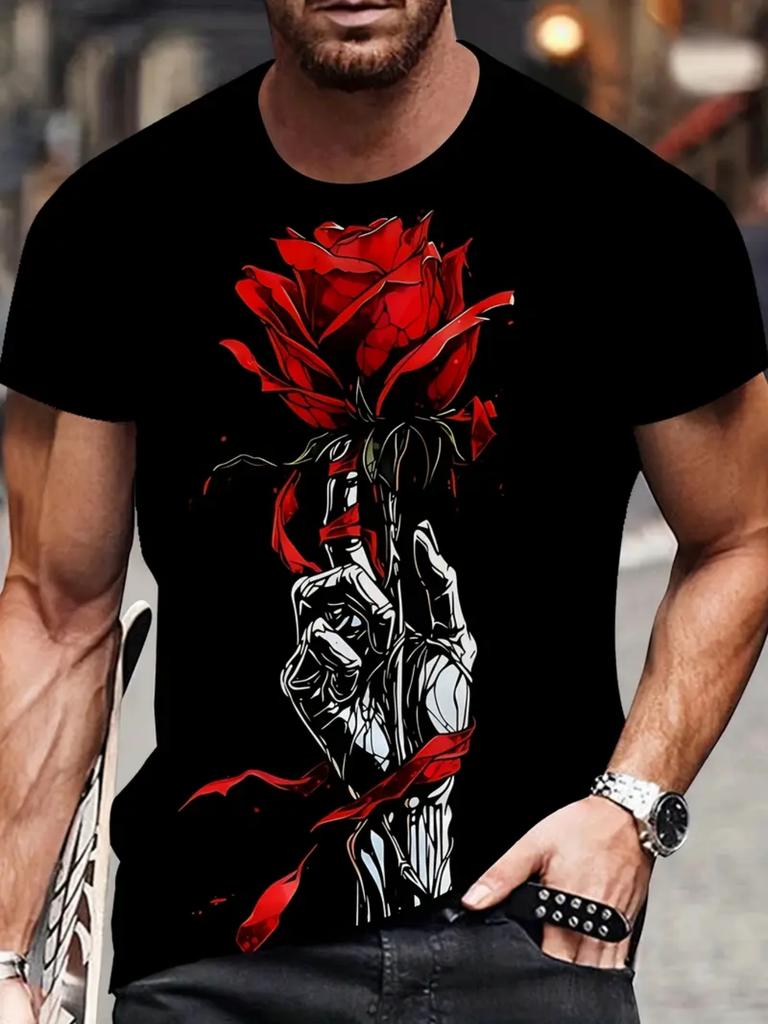 Men's Short Sleeve Tee 3D Skull Print Tops Crew Neck T-Shirts Summer Oversized T-Shirt Hip Hop T-Shirts for Men Luxury T-Shirt