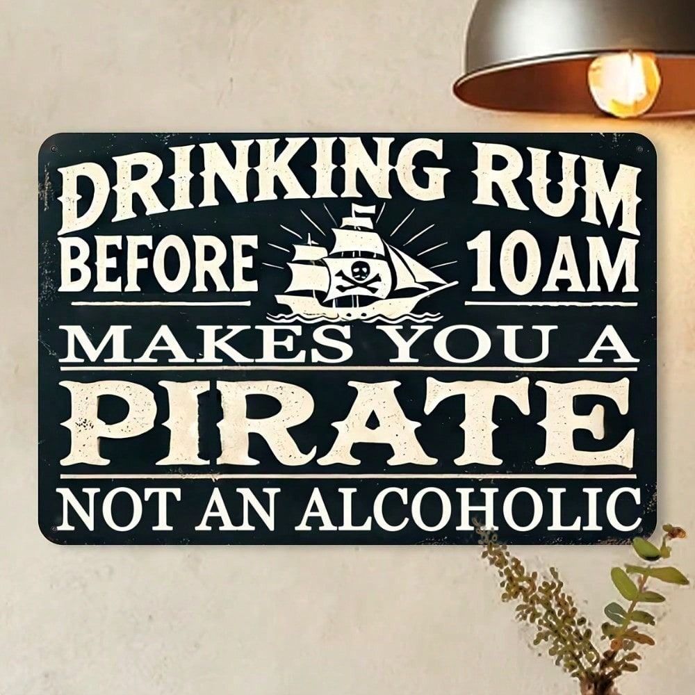 Vintage Pirate Rum Metal Wall Art Sign Bar Decor