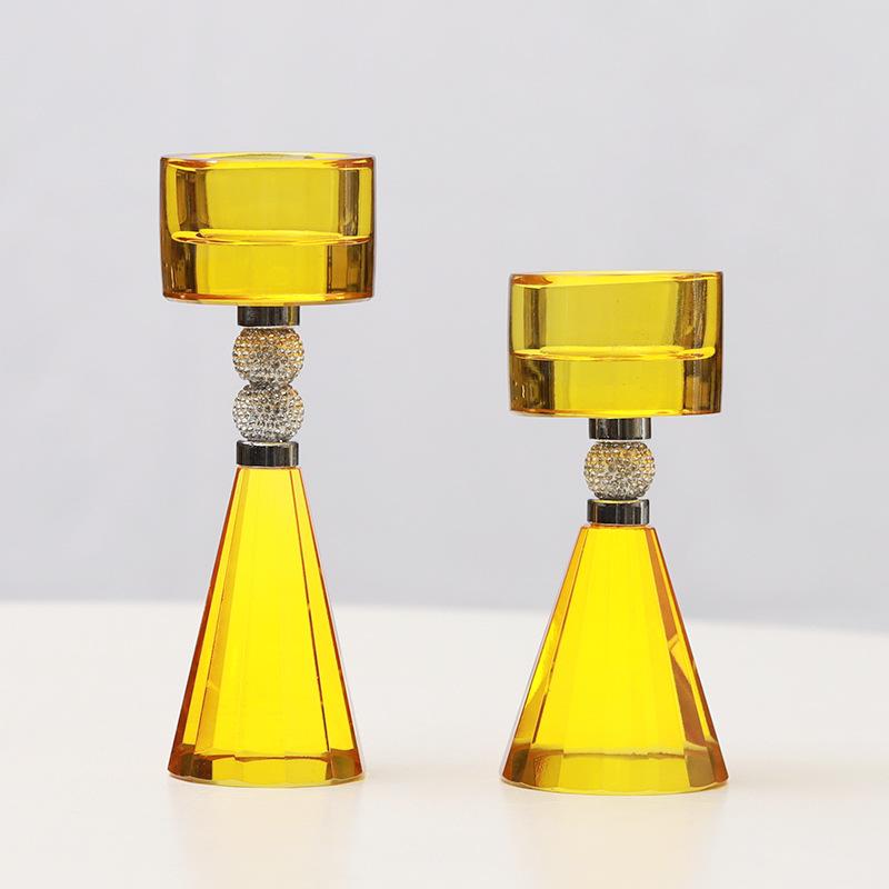 Crystal Candlestick Purple Transparent Candle Holder Aromatherapy Base Geometric Crystal Candelabros Wedding Table Decoration