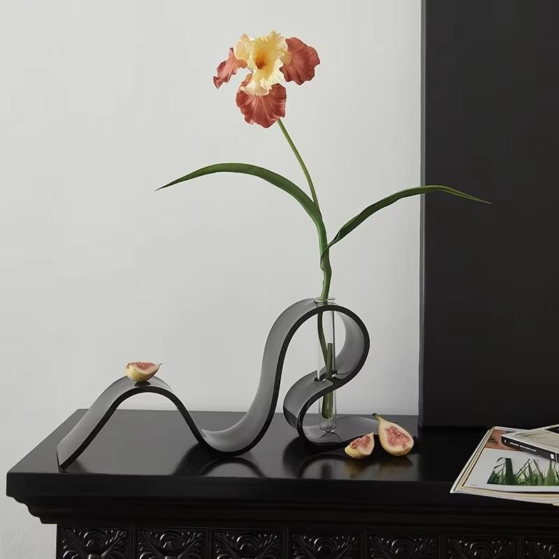 Modern 3D Printed Abstract Curved Vase And Bookend Set Sleek Aesthetic For Home Office Living Room Desktop Decoration
