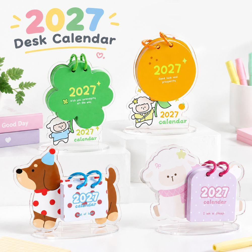 Card Paper 2027 Table Calendar Puppy Shape Standing Table Calendar 2027 Desk Calendar  Home Office