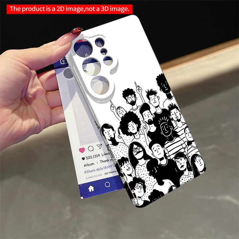 2DFlat Samsung Phone Case Black and White Crowd Faces Phone Case Design Applicable To Galaxy S22 S23 S24 S25ULTRA S26 A12 A13 A14 A15 A16
