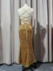European & American Women's Sequin Slit High Waist Bridesmaid Evening Dress