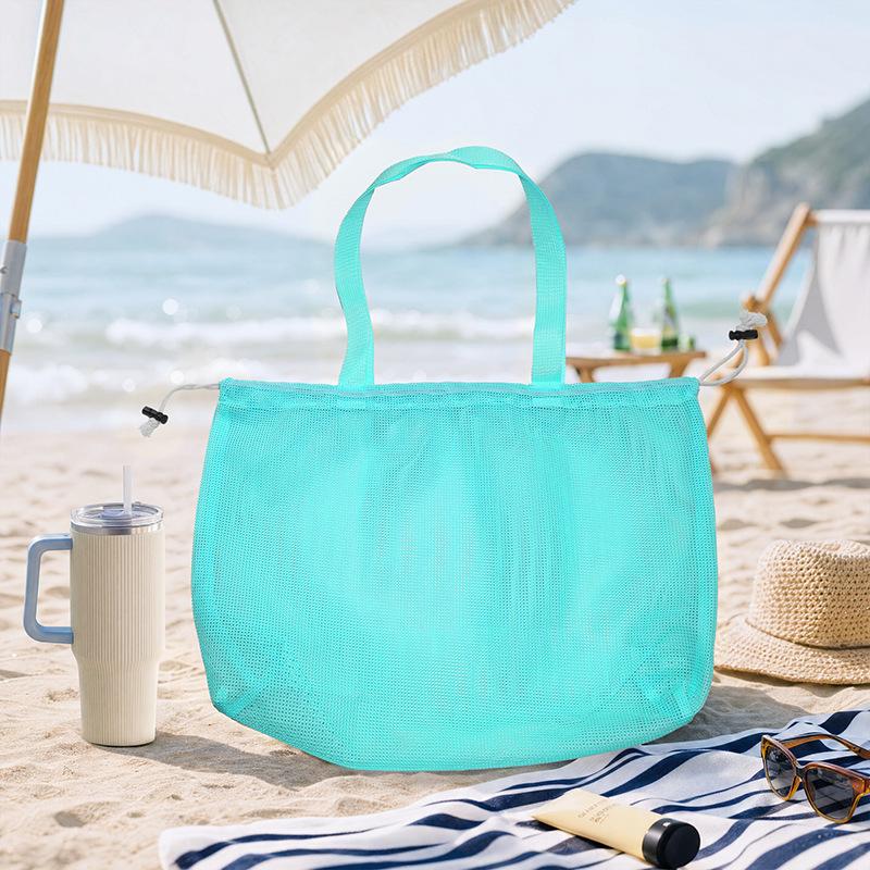 Kids Toy Storage Bag Quick-Dry Mesh Beach Shoulder Bag for Travel & Outdoor Play Breathable Lightweight Beach Bag