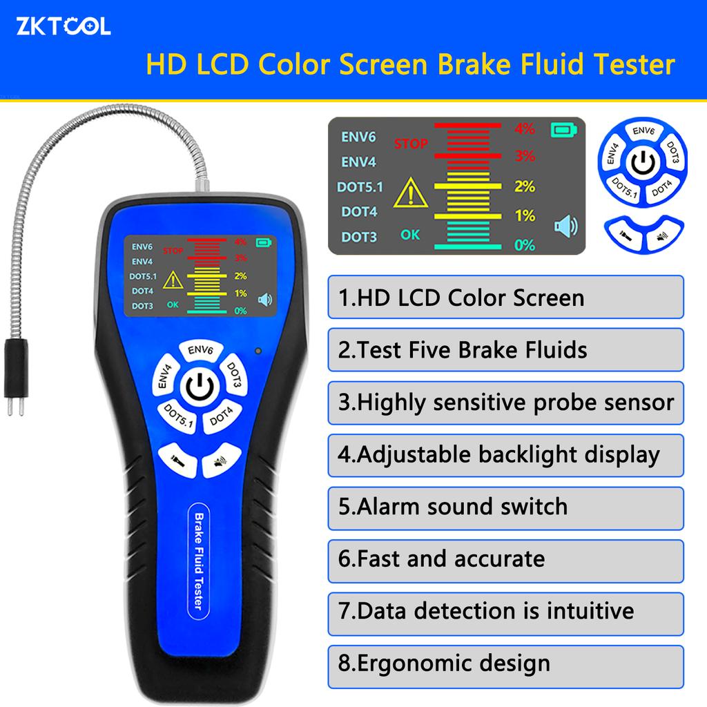 4-piece Brake Fluid Test Tool Kit New Brake Fluid Tester Brake Pad Ruler Brake Pad Detection Pen Brake Oil Pipe Joint